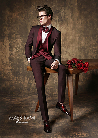 abito giuseppe rocchini nero con bottoni laterali e gilet rosso damascato abito giuseppe rocchini nero con bottoni laterali e gilet rosso damascato