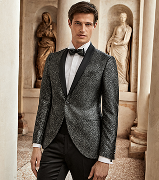 abito con bottoni laterali damascato blu lubiam abito con bottoni laterali damascato blu lubiam